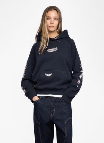 Sweat à capuche en coton ZADIG&VOLTAIRE Bleu